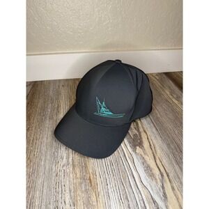 Mens Grey Flexfit Delta Hat L/XL Boat Graphic Fishing Baseball Cap
